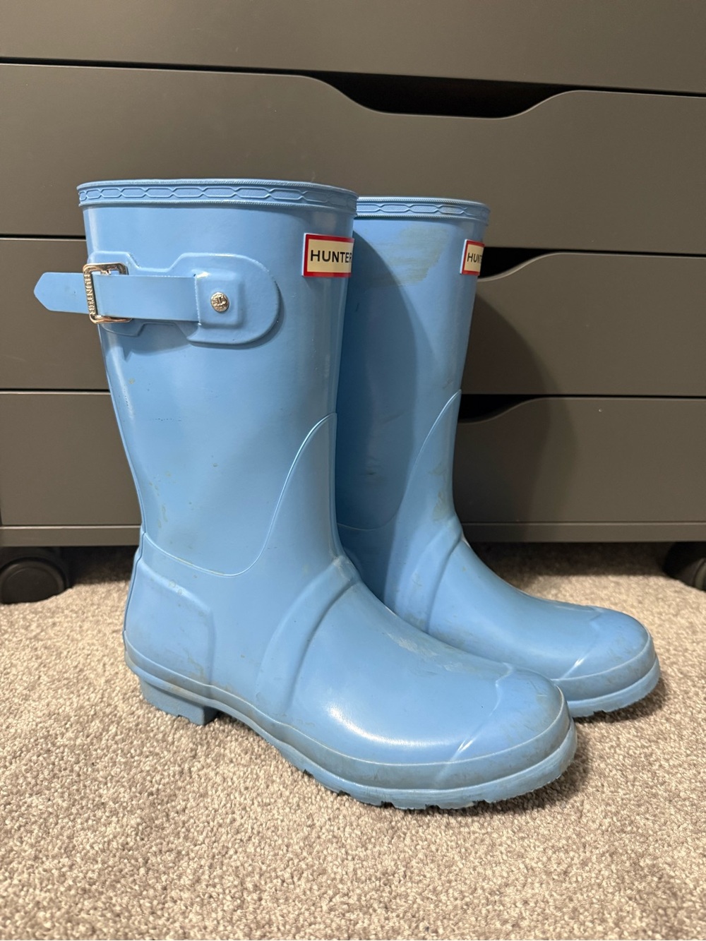 Hunter Short Light Blue Rain Boots